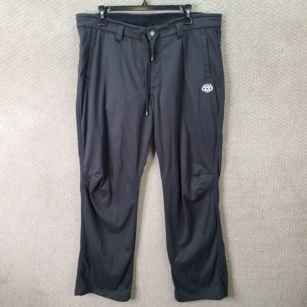 686 Pants Mens Medium Black Softshell Snowboard Fleece Lined Polyester Casual